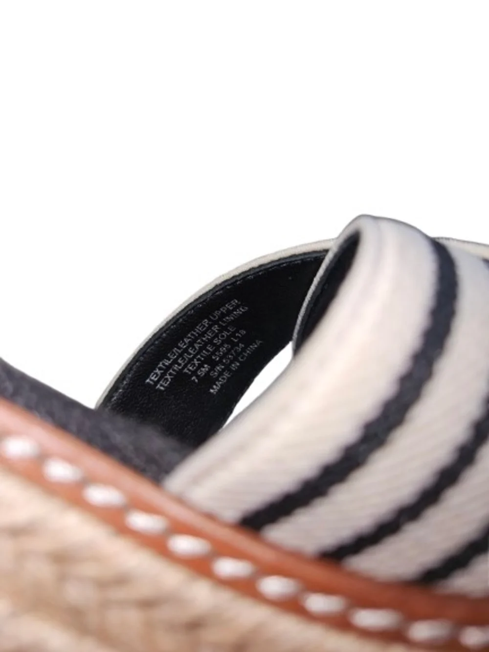 Tory Burch Frieda Espadrille Wedge Sandals Black White Striped Women's Size 7.5